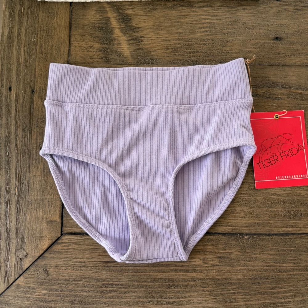 NWT Tiger Friday Girls Go2 Ribbed Dance Briefs Purple Child XL High Waist New